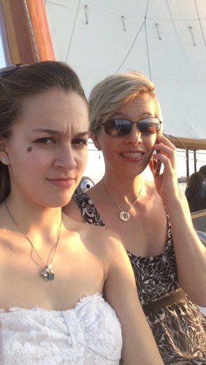 Chloe and Shelley on sailboat